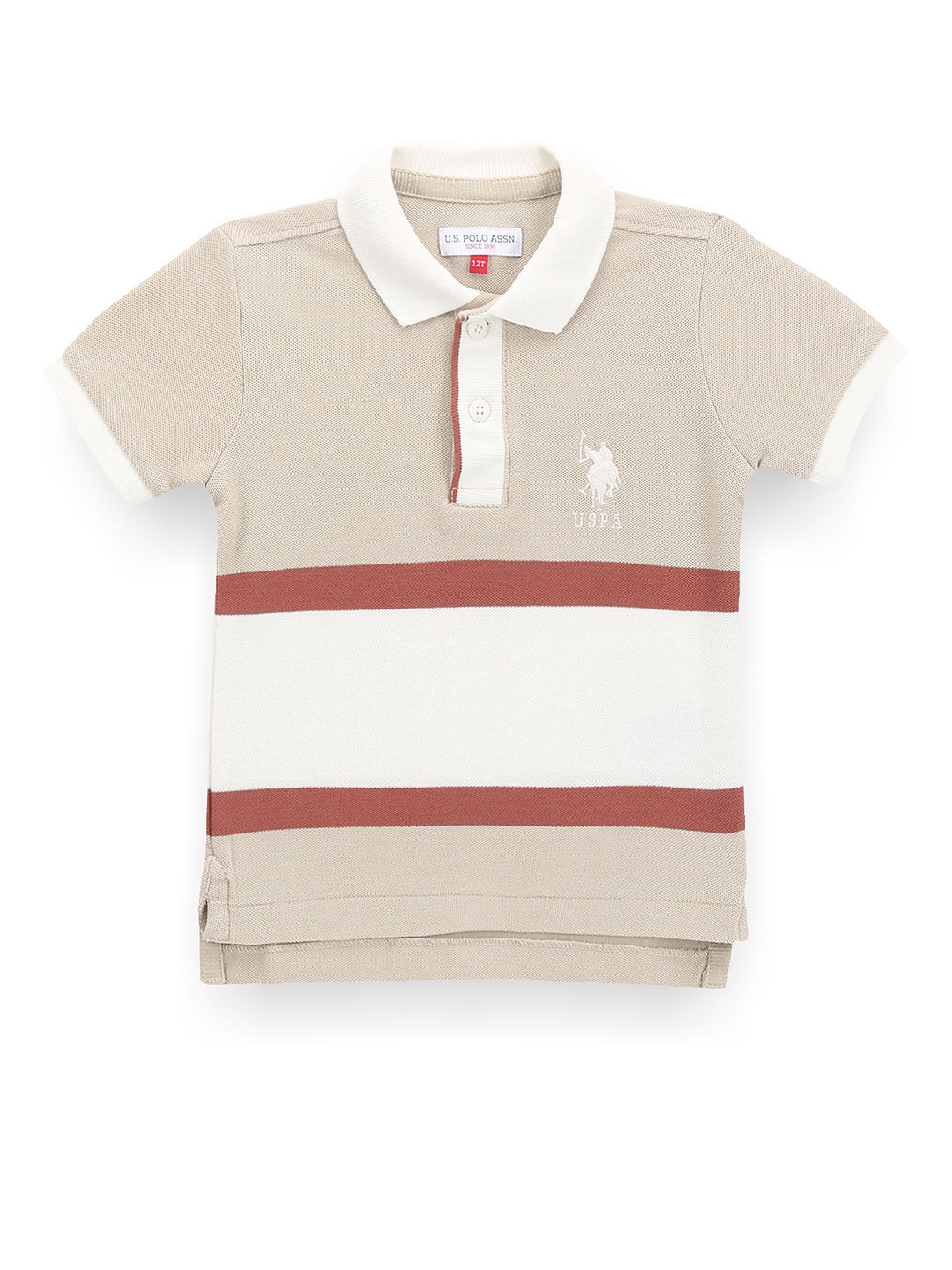 

U.S. Polo Assn. Kids Boys Striped Polo Collar T-shirt, White
