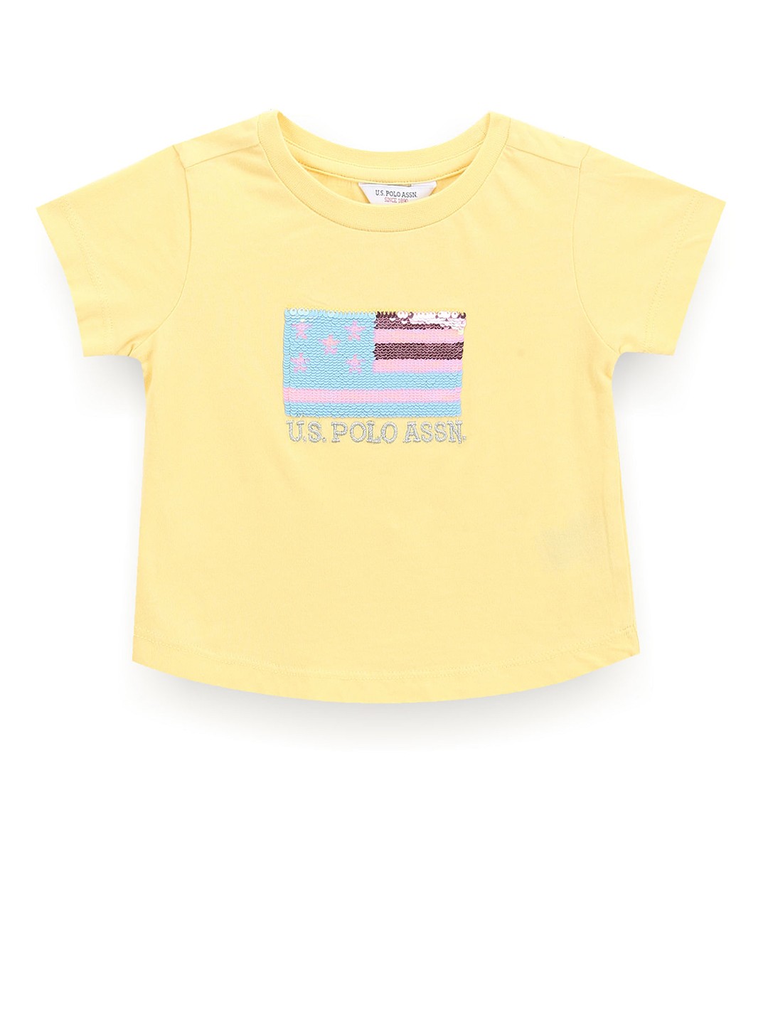 

U.S. Polo Assn. Kids Girls Graphic Printed Cotton T-shirt, Yellow