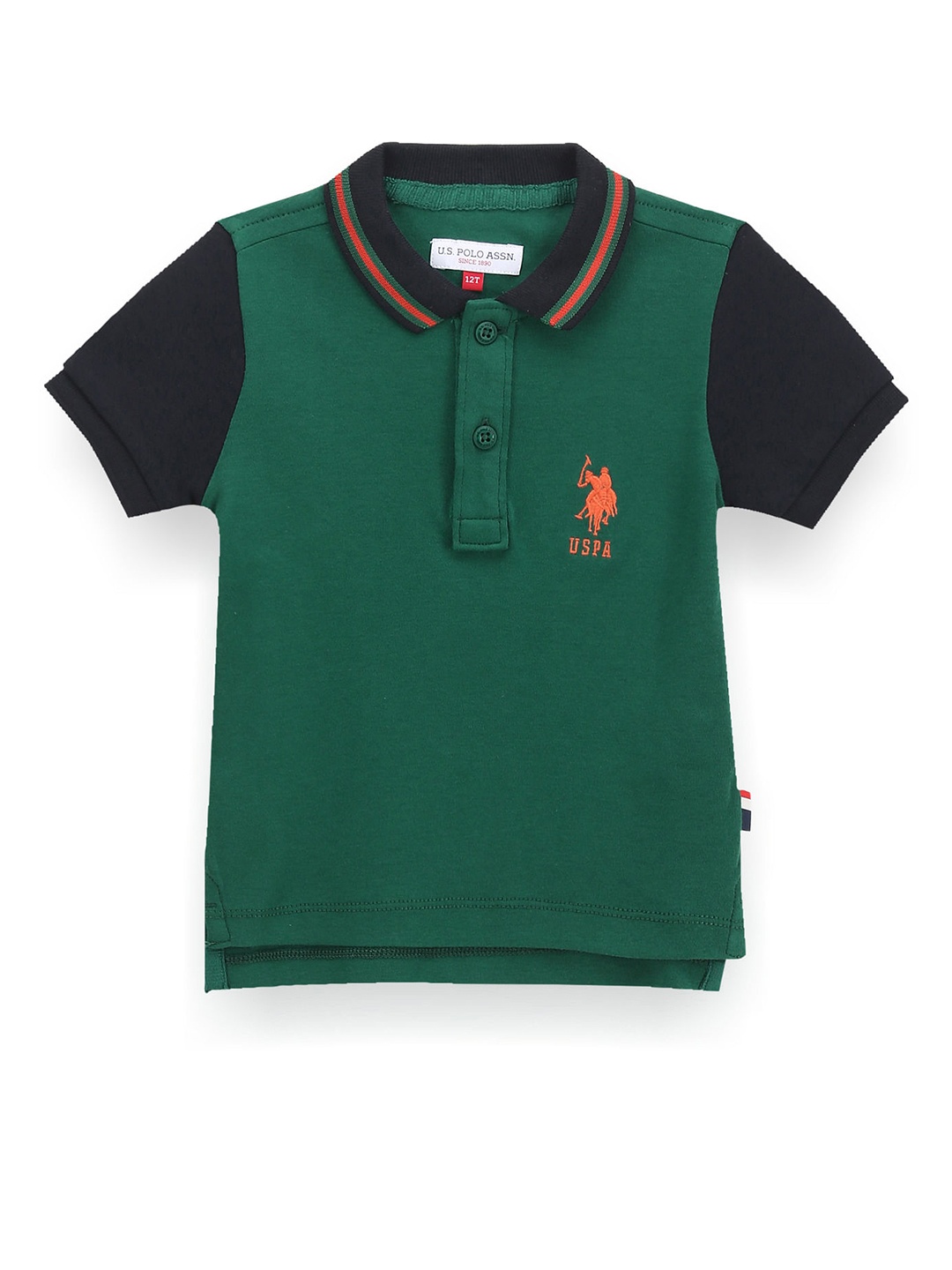 

U.S. Polo Assn. Kids Boys Colourblocked Polo Collar T-shirt, Green