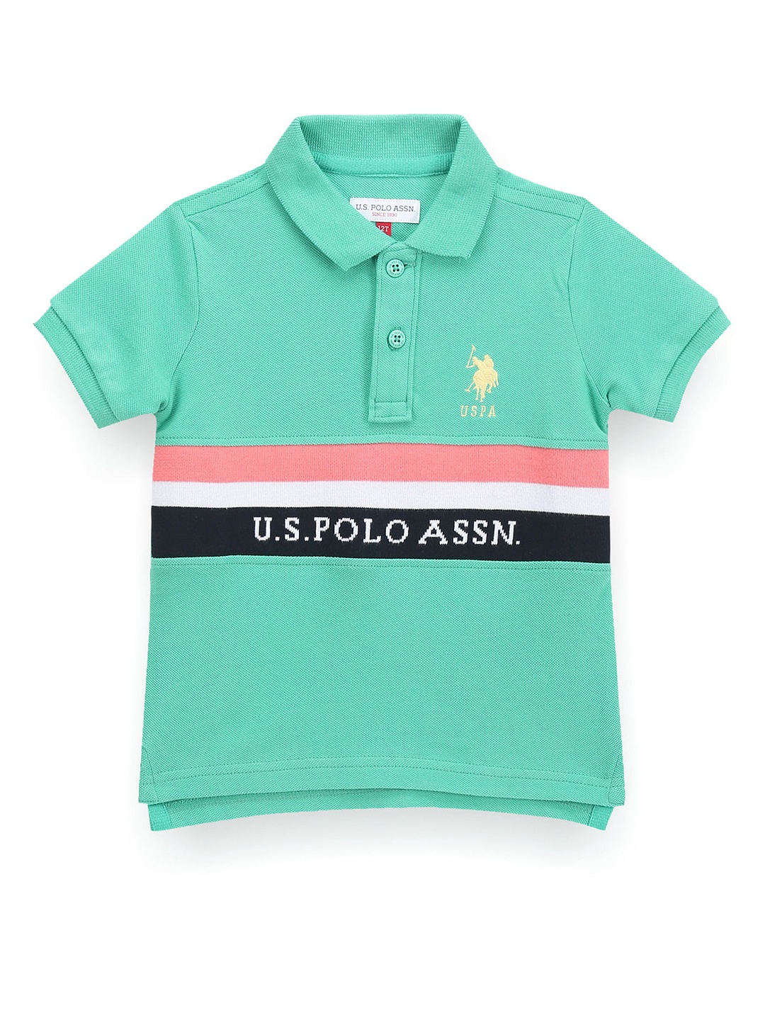 

U.S. Polo Assn. Kids Boys Striped Polo Collar T-shirt, Green