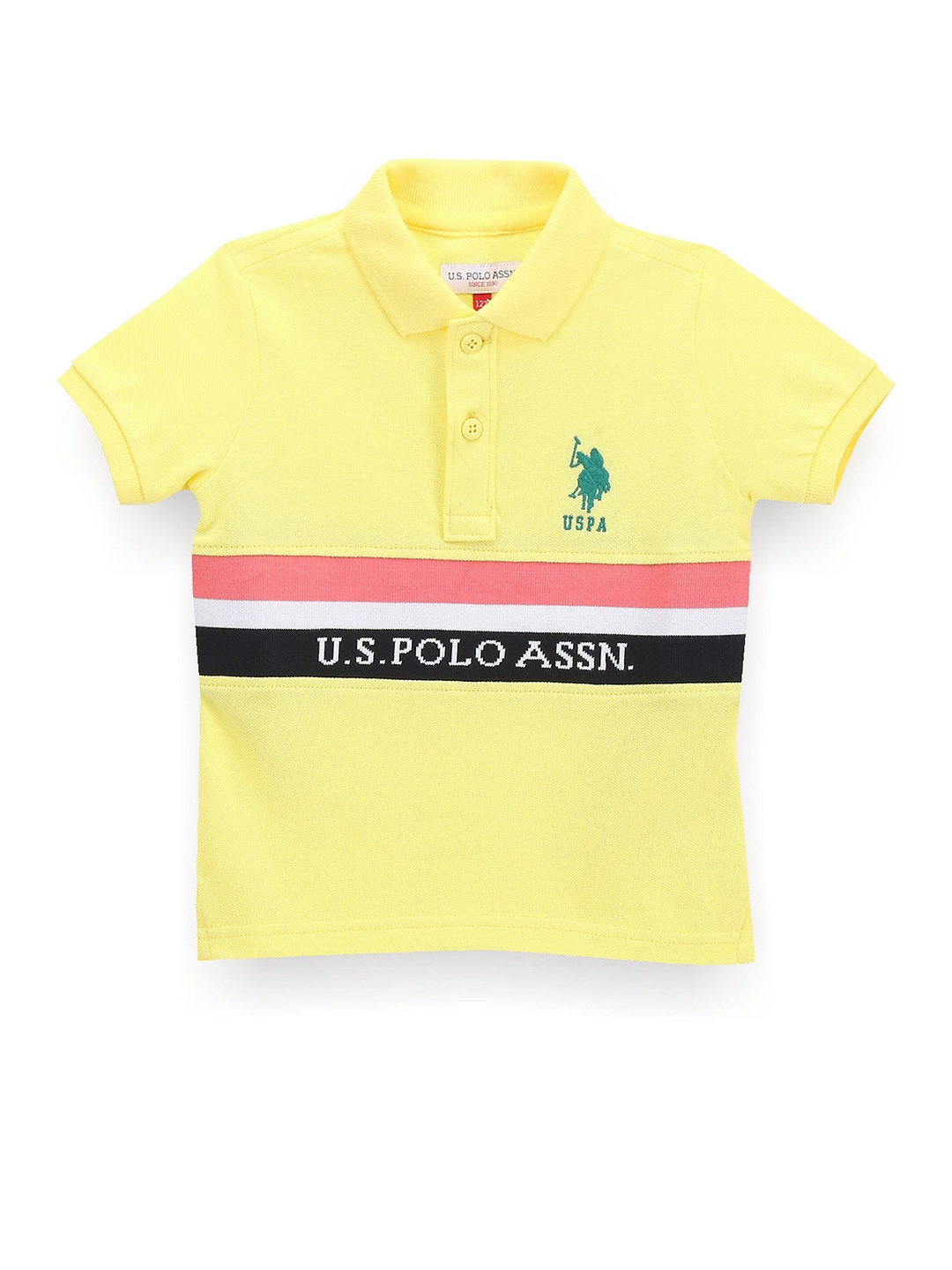 

U.S. Polo Assn. Kids Boys Striped Polo Collar T-shirt, Yellow