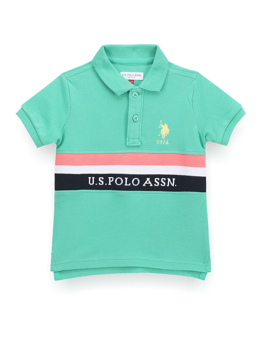 

U.S. Polo Assn. Kids Boys Striped Polo Collar T-shirt, Green