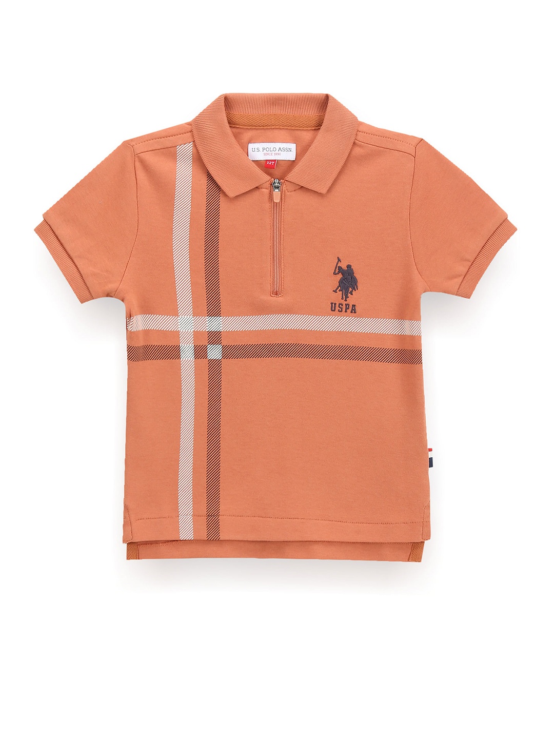 

U.S. Polo Assn. Kids Boys Striped Polo Collar T-shirt, Brown