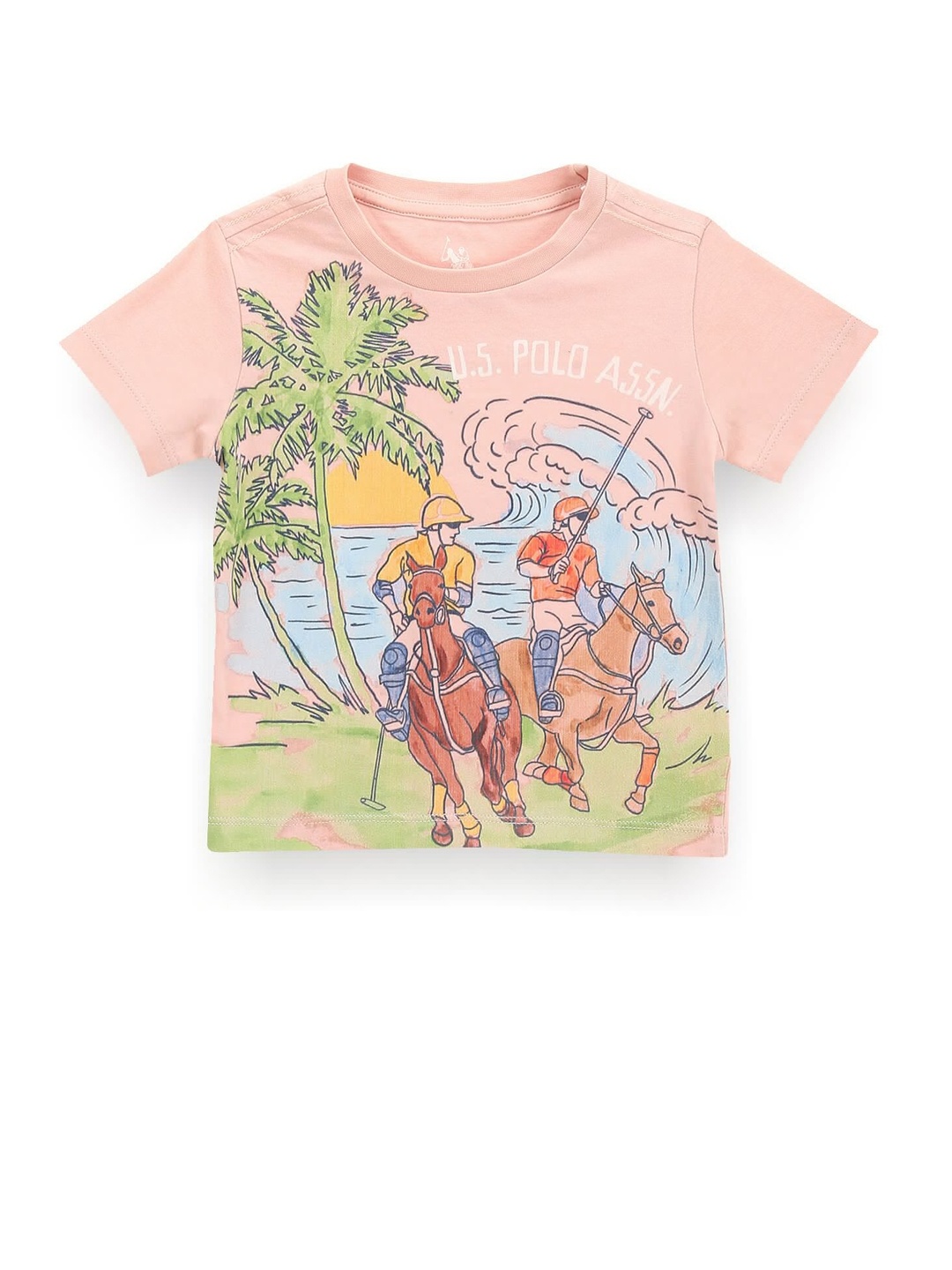 

U.S. Polo Assn. Kids Boys Graphic Printed T-shirt, Peach
