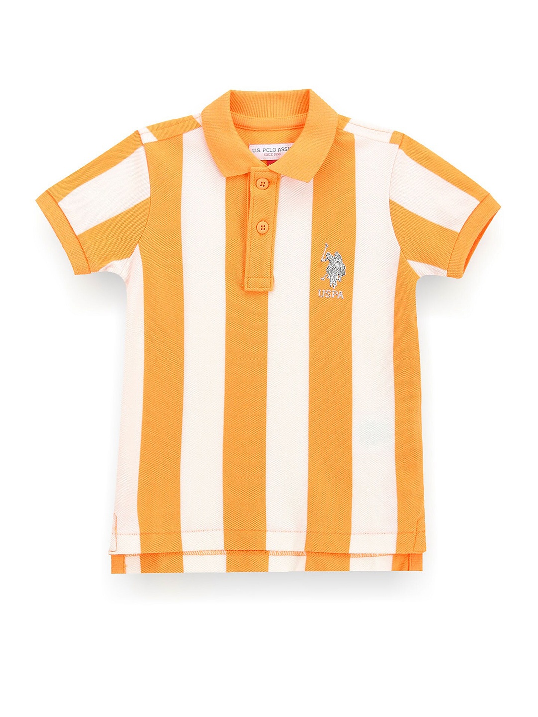 

U.S. Polo Assn. Kids Boys Striped Polo Collar T-shirt, Orange