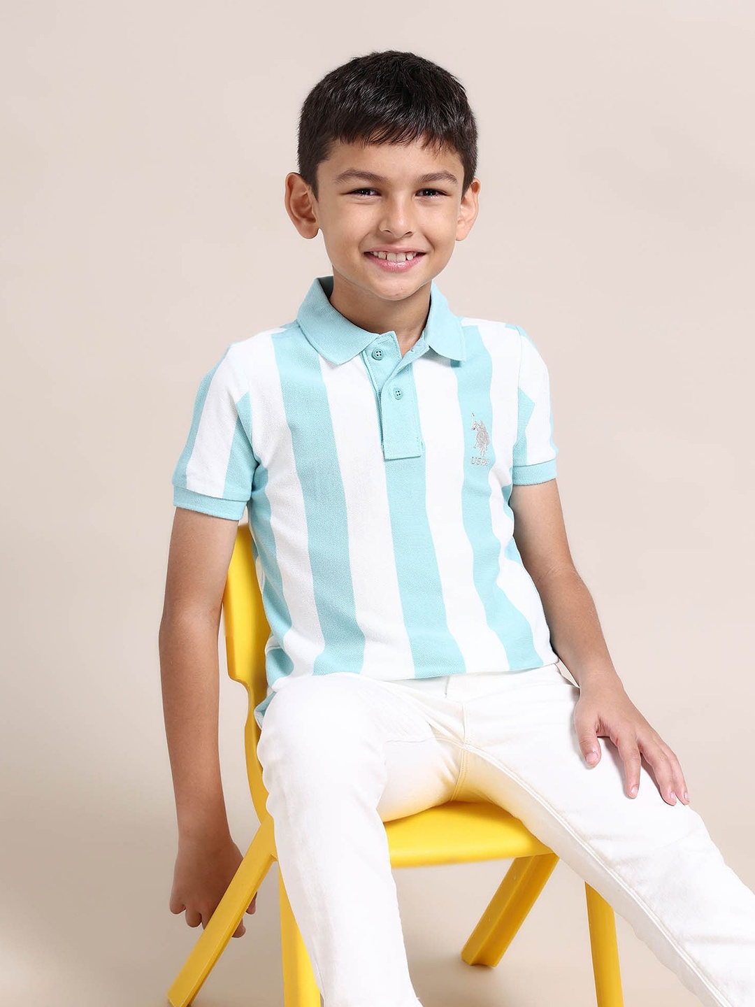 

U.S. Polo Assn. Kids Boys Striped Polo Collar T-shirt, Blue