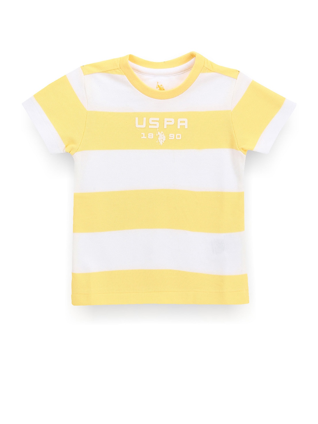 

U.S. Polo Assn. Kids Boys Striped Round Neck Pique T-shirt, Yellow