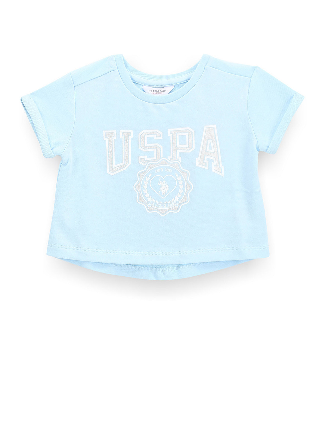

U.S. Polo Assn. Kids Girls Brand Logo Printed Cotton T-shirt, Blue