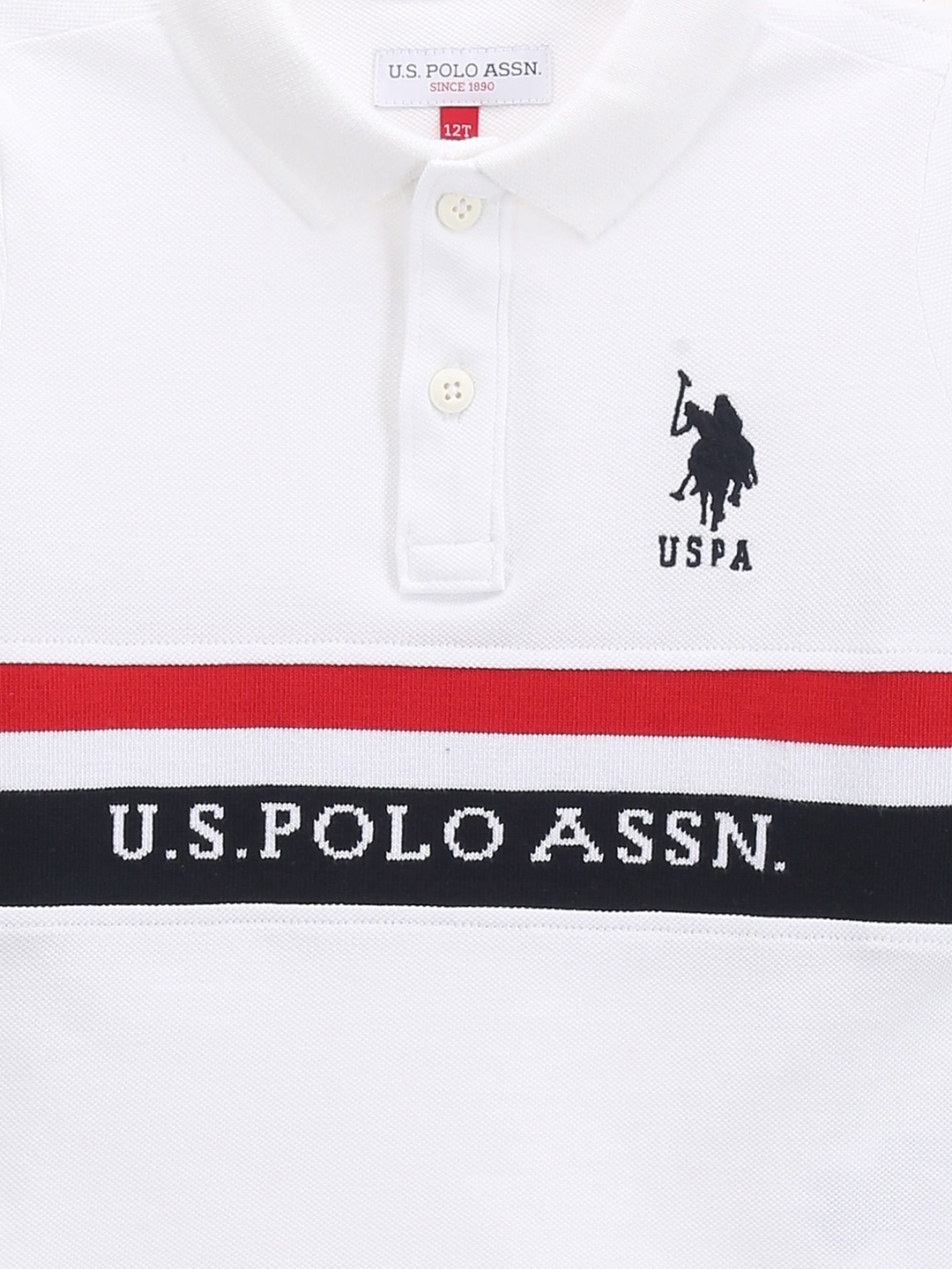 

U.S. Polo Assn. Kids Boys Striped Polo Collar T-shirt, White
