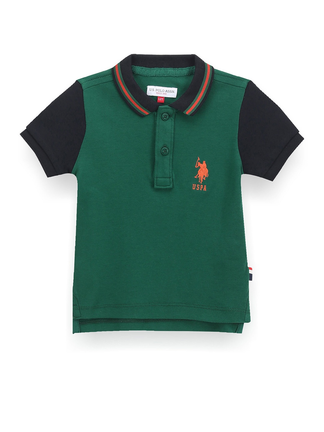 

U.S. Polo Assn. Kids Boys Colourblocked Polo Collar T-shirt, Green