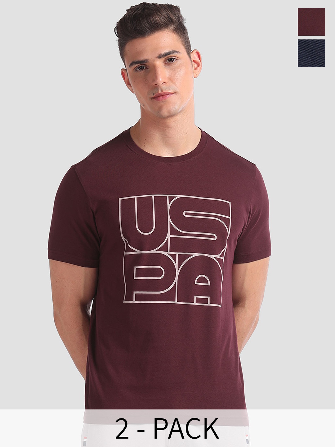 

U.S. Polo Assn. Pack Of 2 Pure Cotton Lounge T-shirts, Maroon