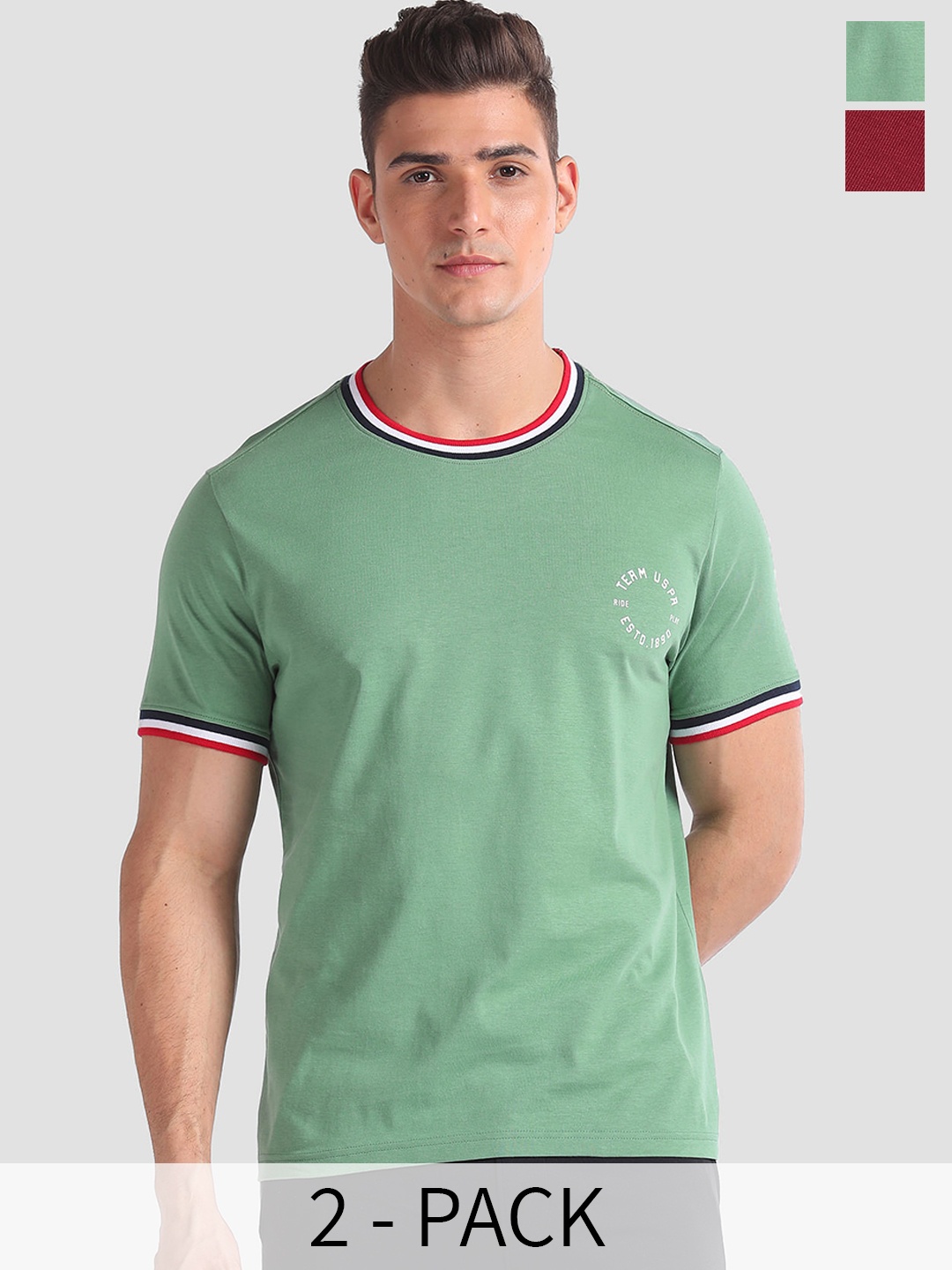 

U.S. Polo Assn. Pack Of 2 Pure Cotton Lounge T-shirts, Green
