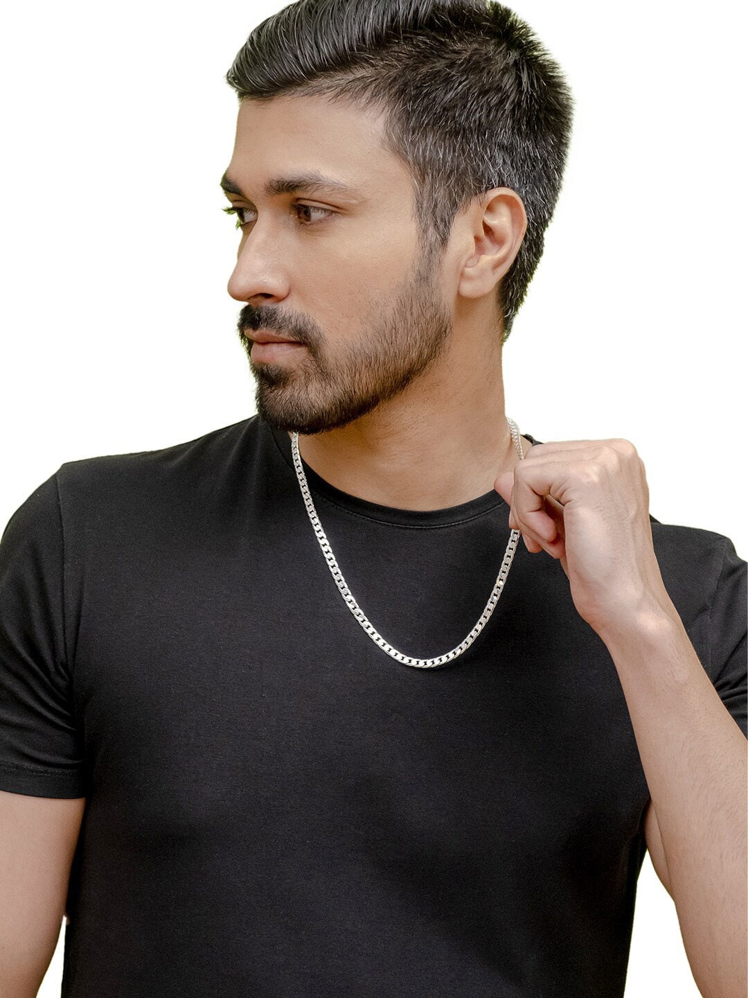 

bodha Men Brass Silver-Plated Chain