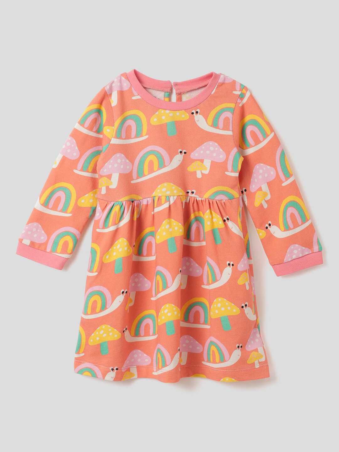 

Somersault Girls Conversational Print Cotton Pleated Fit & Flare Dress, Orange