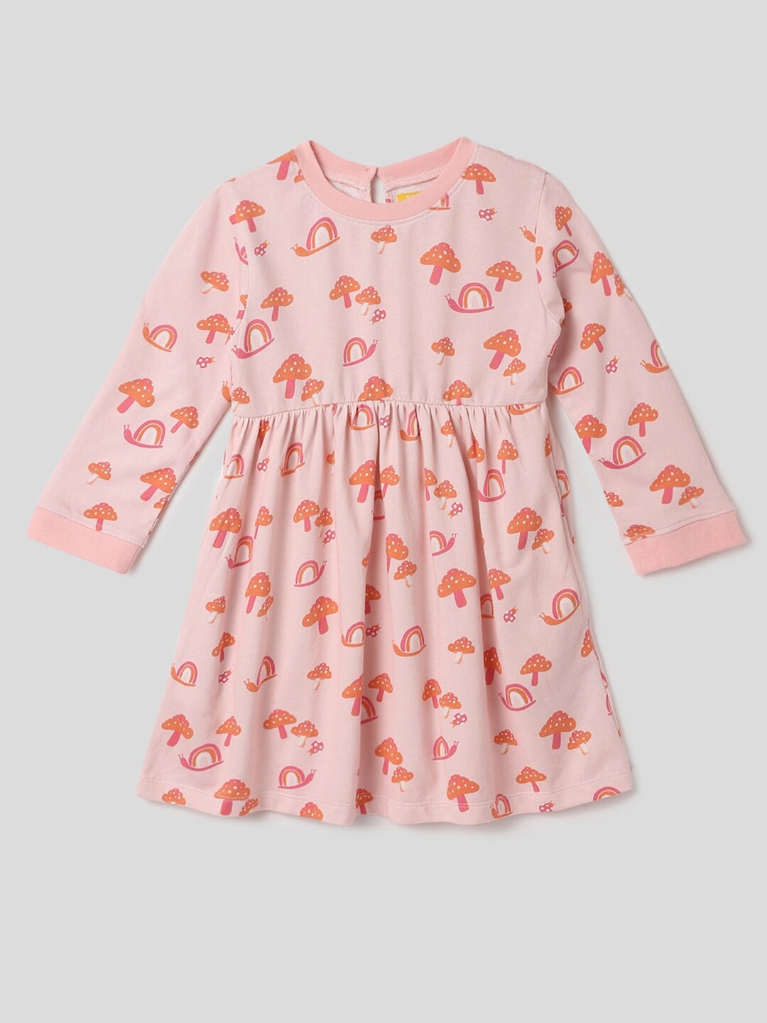 

Somersault Girls Conversational Print Pleated Cotton Fit & Flare Dress, Pink