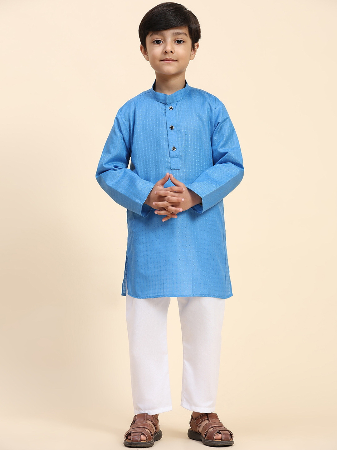 

Pro-Ethic STYLE DEVELOPER Boys Woven Design Pure Cotton Kurta with Pyjamas, Blue