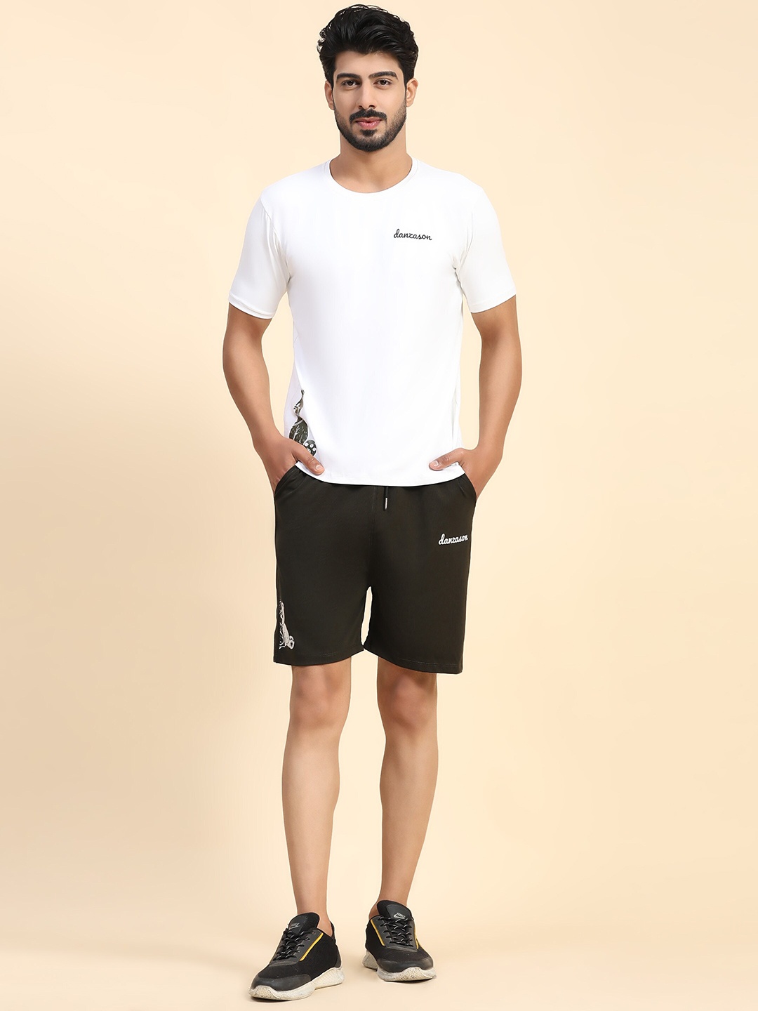 

DANZA-SON Round-Neck Short Sleeves T-shirt With Shorts, Olive