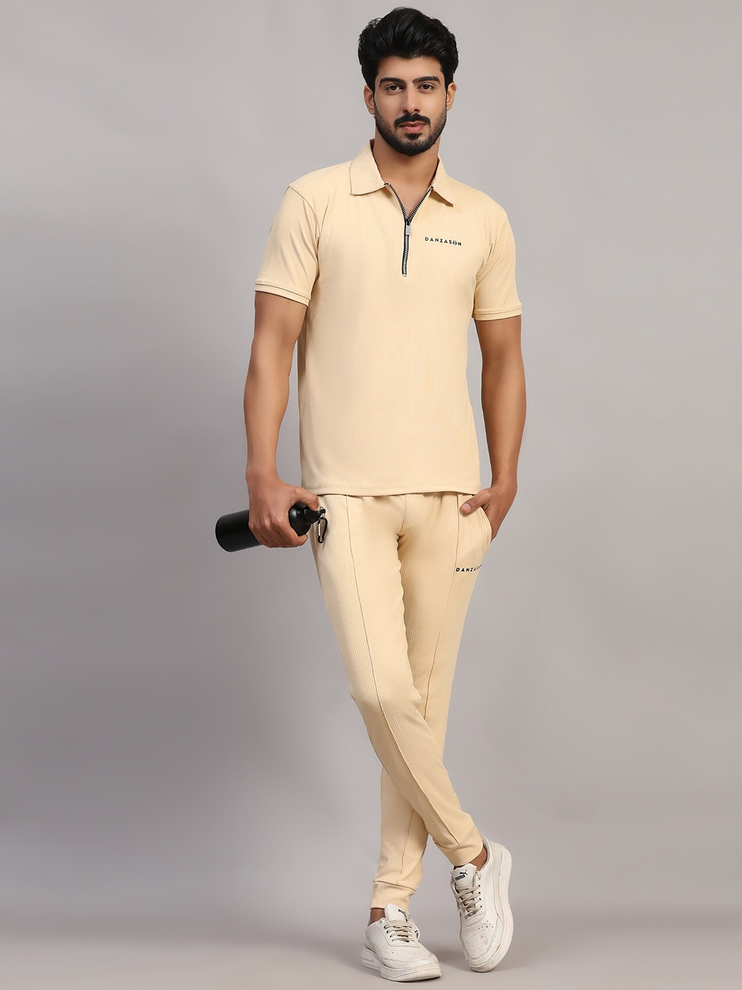 

DANZA-SON Polo Collar Short Sleeves Tracksuits, Beige