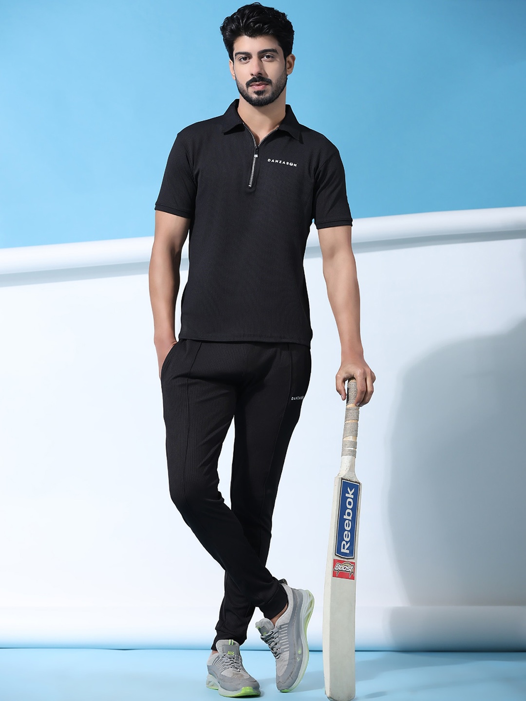 

DANZA-SON Polo Collar Short Sleeves Tracksuits, Black