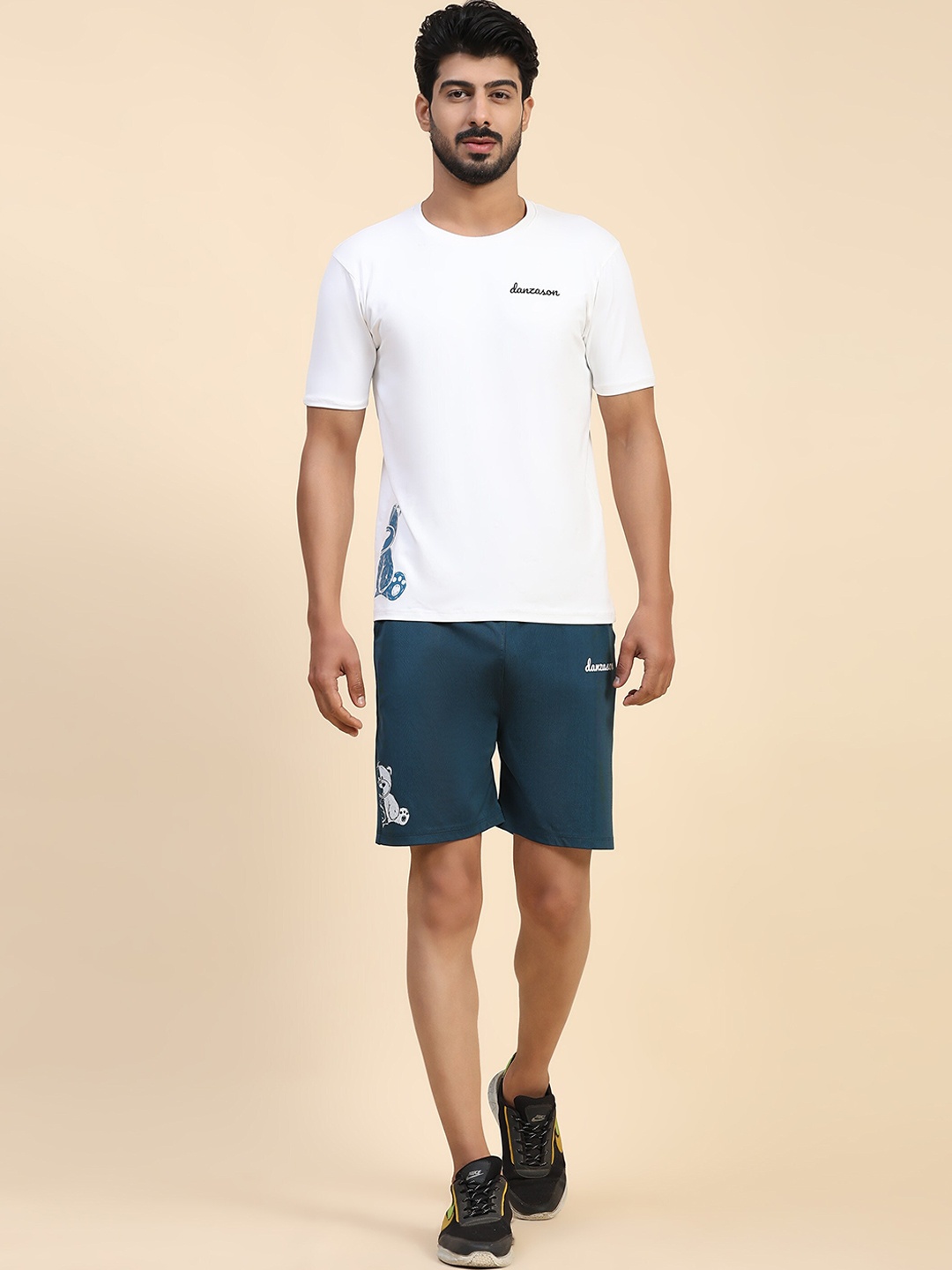 

DANZA-SON Round Neck T-Shirt With Shorts Co-Ords, Blue