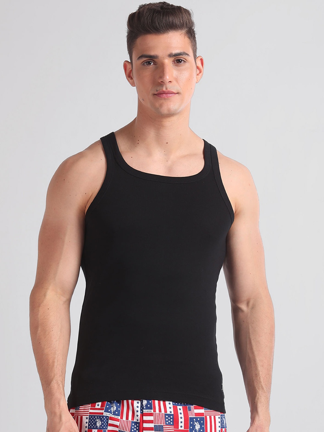 

U.S. Polo Assn. Round Neck Pure Cotton Innerwear Vests EV006-002-PL, Black