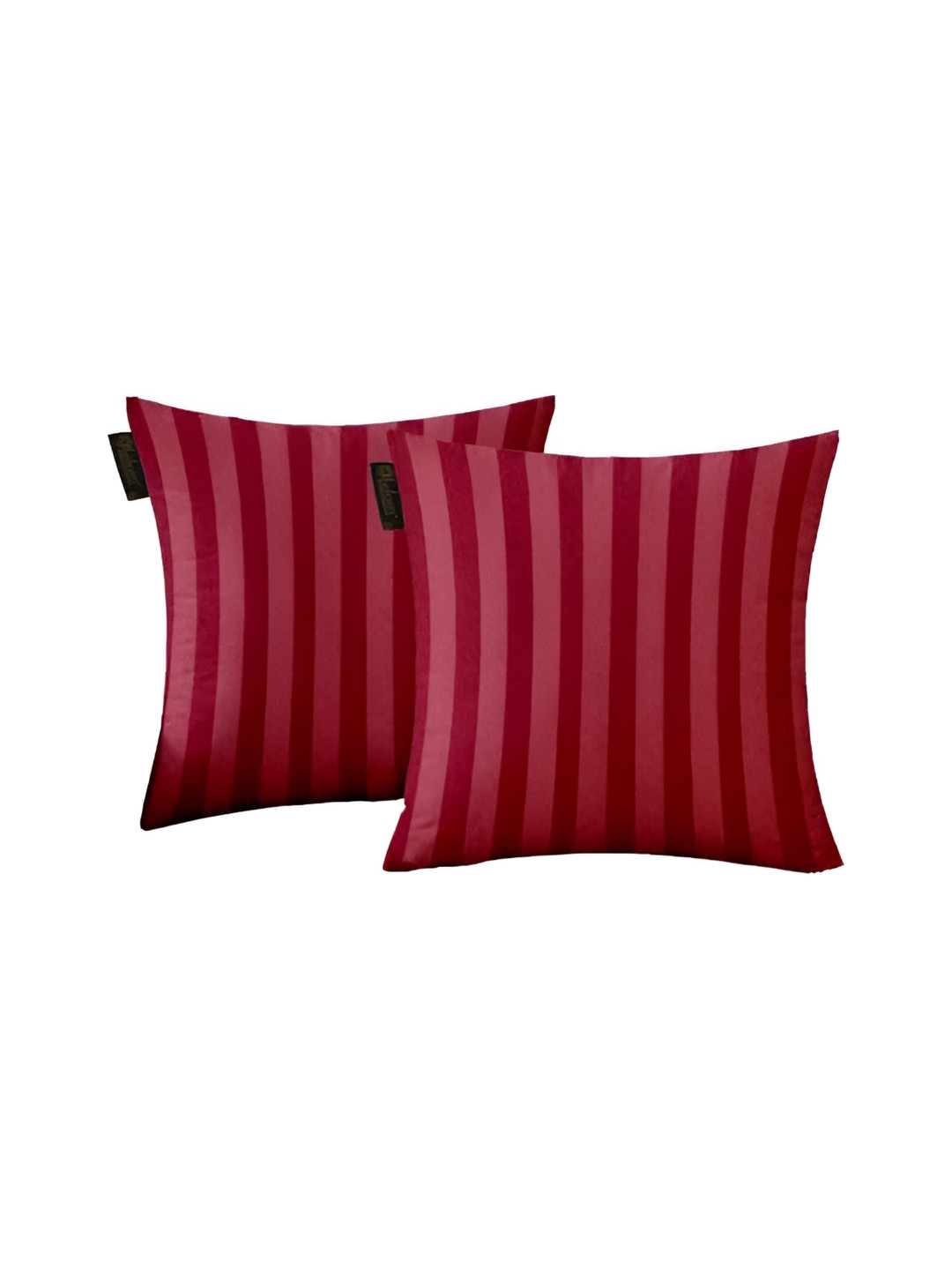 

Lushomes Maroon 2 Pieces Striped Cotton Square Cushion Covers