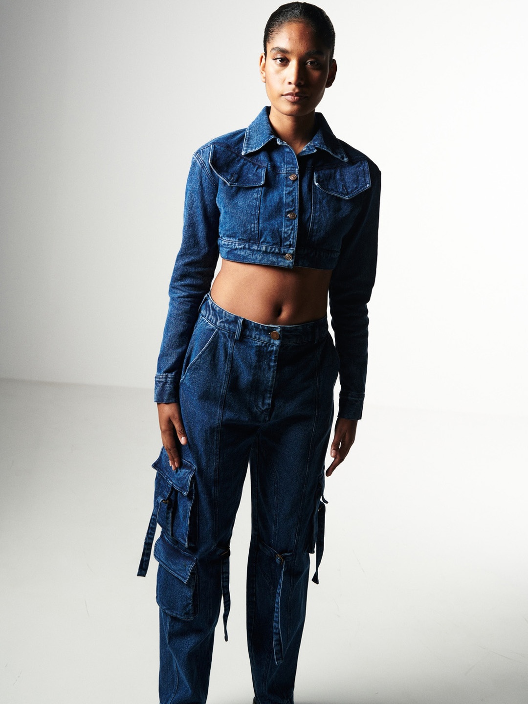 

SOTBELLA Cropped Denim Jacket, Blue