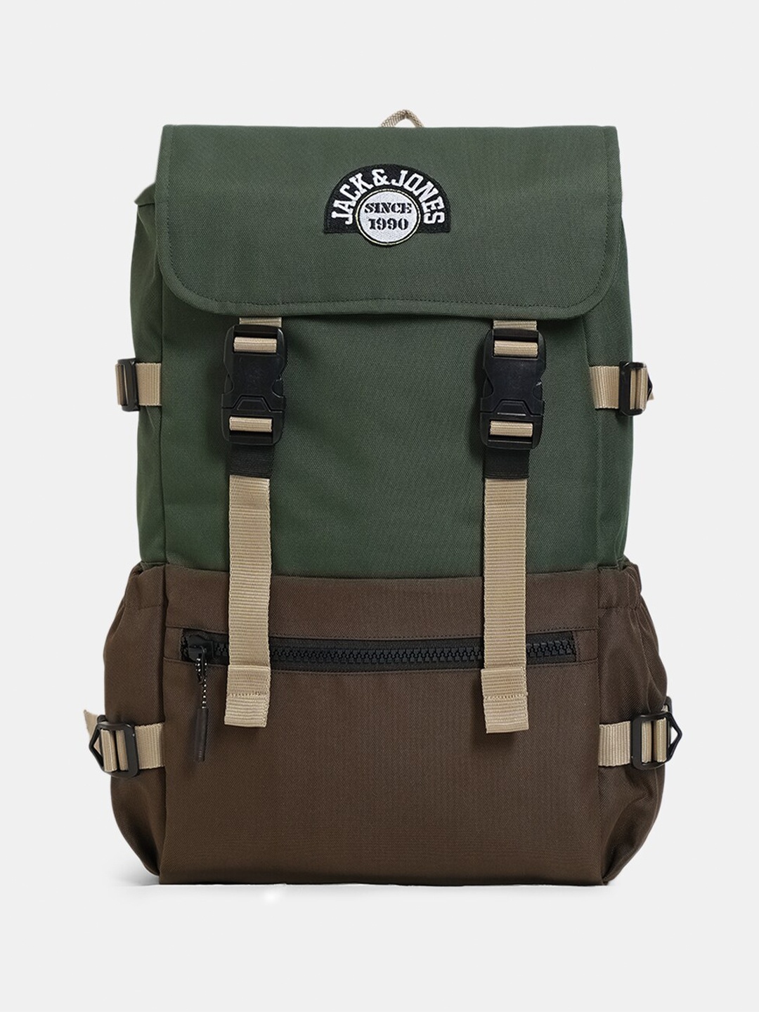 

Jack & Jones Colourblocked Ergonomic Backpack, Olive