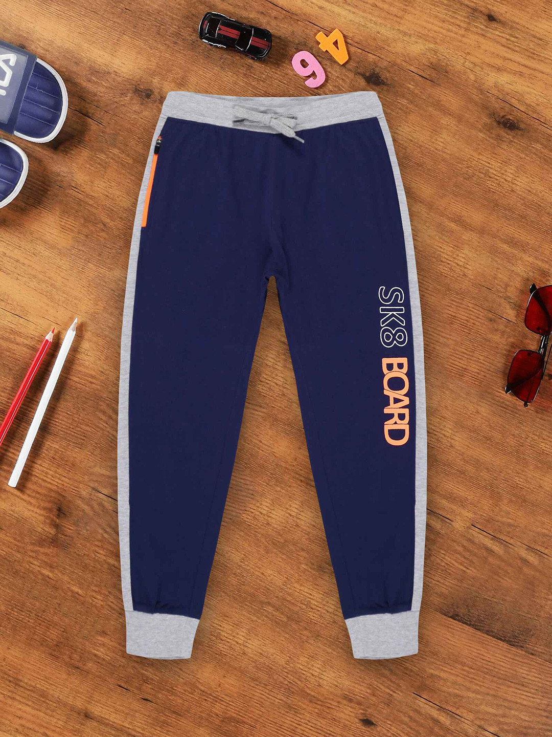 

3PIN Boys Printed Anti-Odour Regular Fit Cotton Joggers, Navy blue
