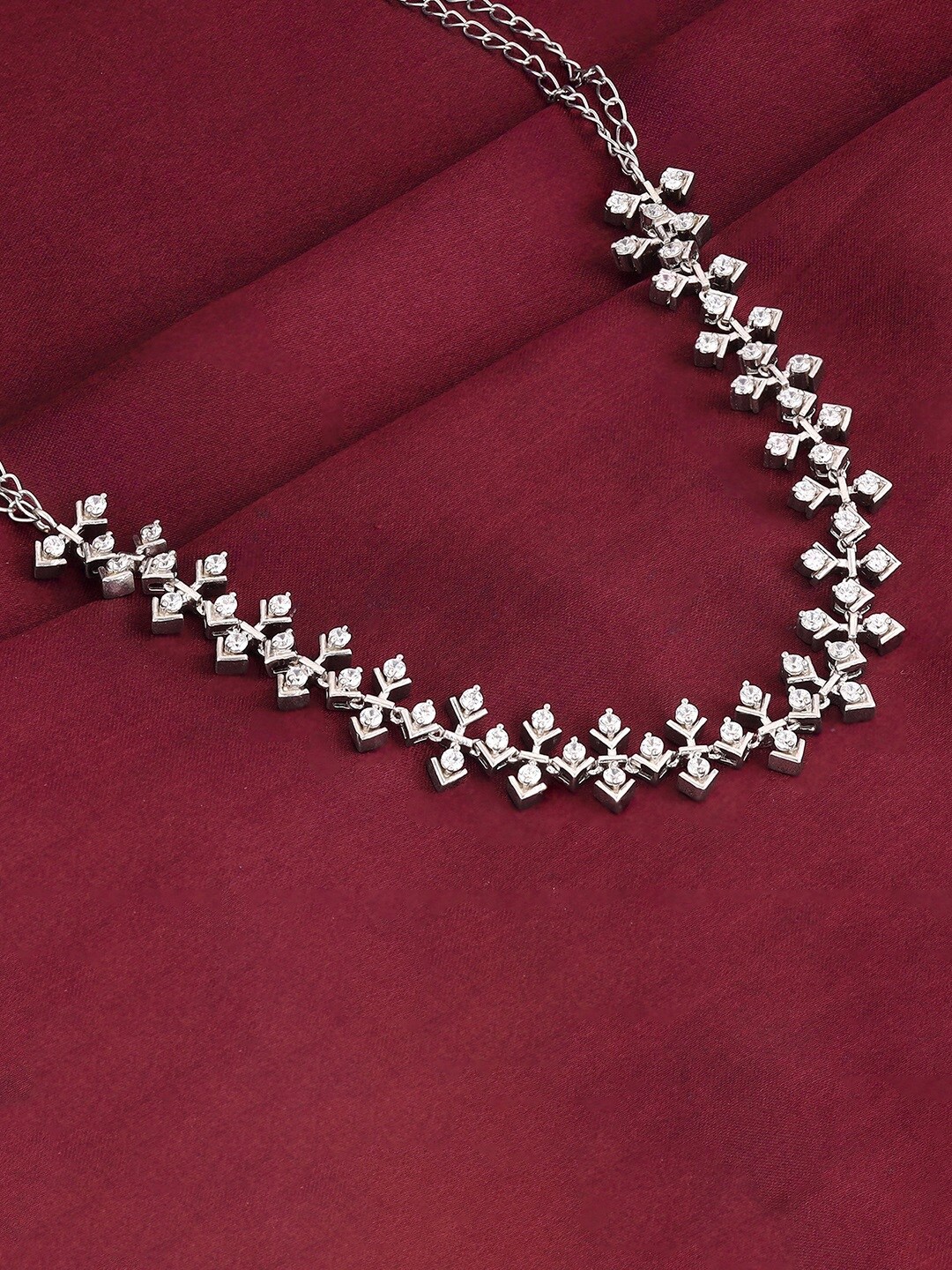 

GIVA Rhodium-Plated 925 Sterling Silver Stone-Studded Necklace