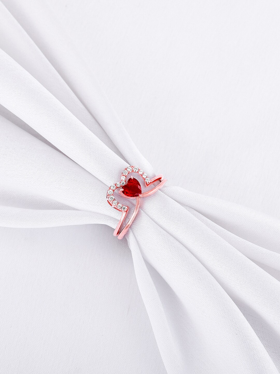

GIVA 925 Sterling Rose Gold-Plated CZ Studded Finger Ring