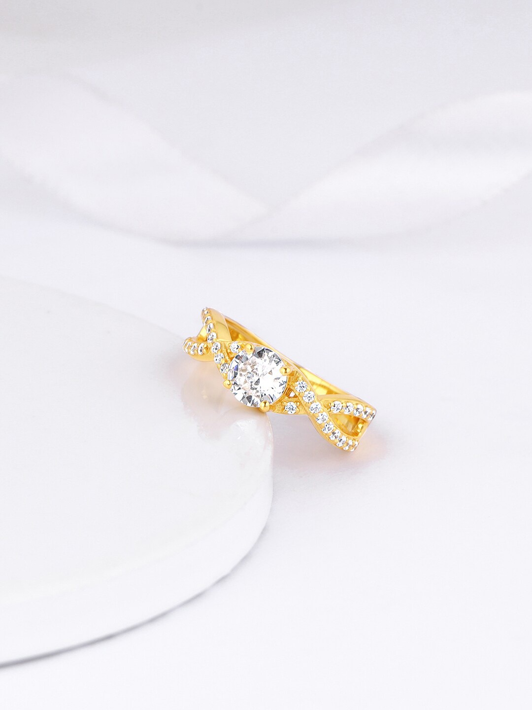 

GIVA 925 Sterling Gold-Plated CZ Studded Finger Ring