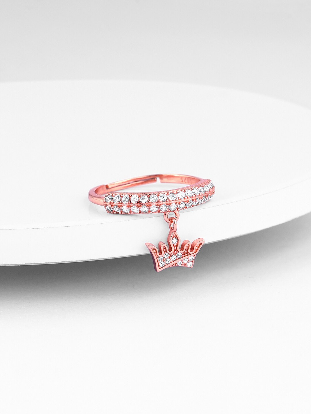 

GIVA Rose Gold-Plated Stone Studded Finger Ring