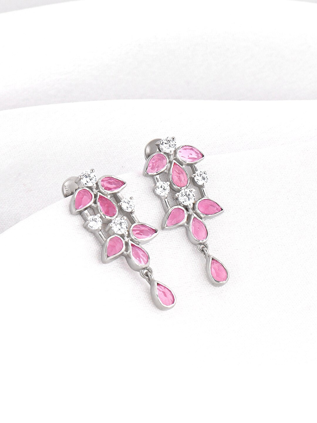 

GIVA 925 Sterling Silver Rhodium-Plated Stone Studded Contemporary Drop Earrings