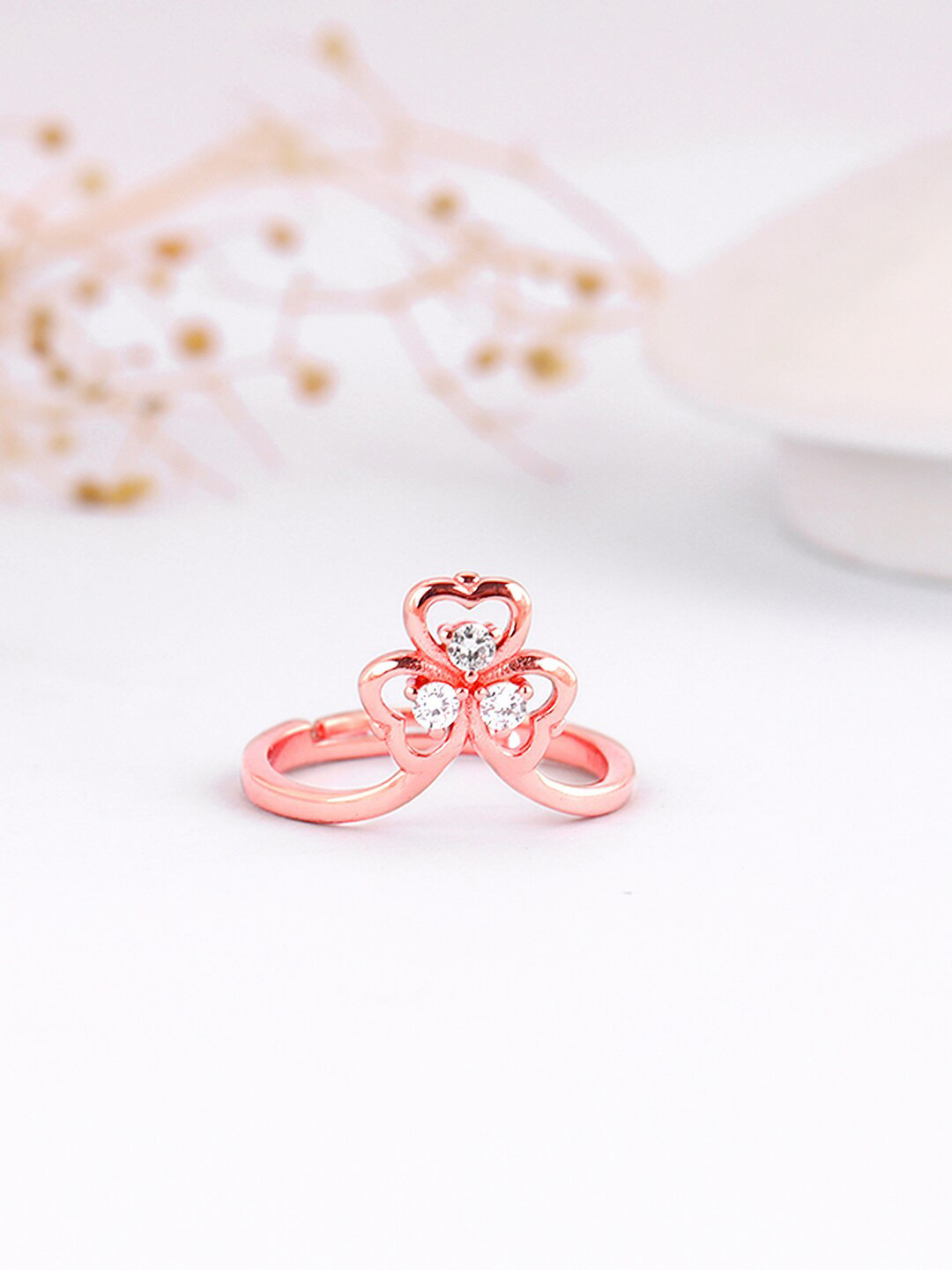 

GIVA 925 Sterling Silver Rose Gold Plated Stones Studded Finger Ring
