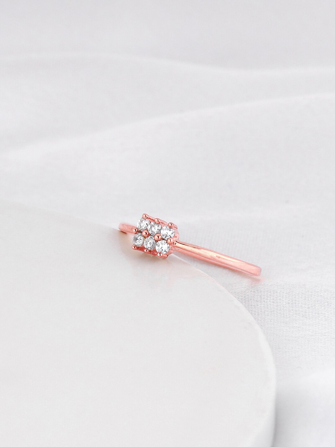 

GIVA 925 Sterling Rose Gold-Plated CZ Studded Finger Ring