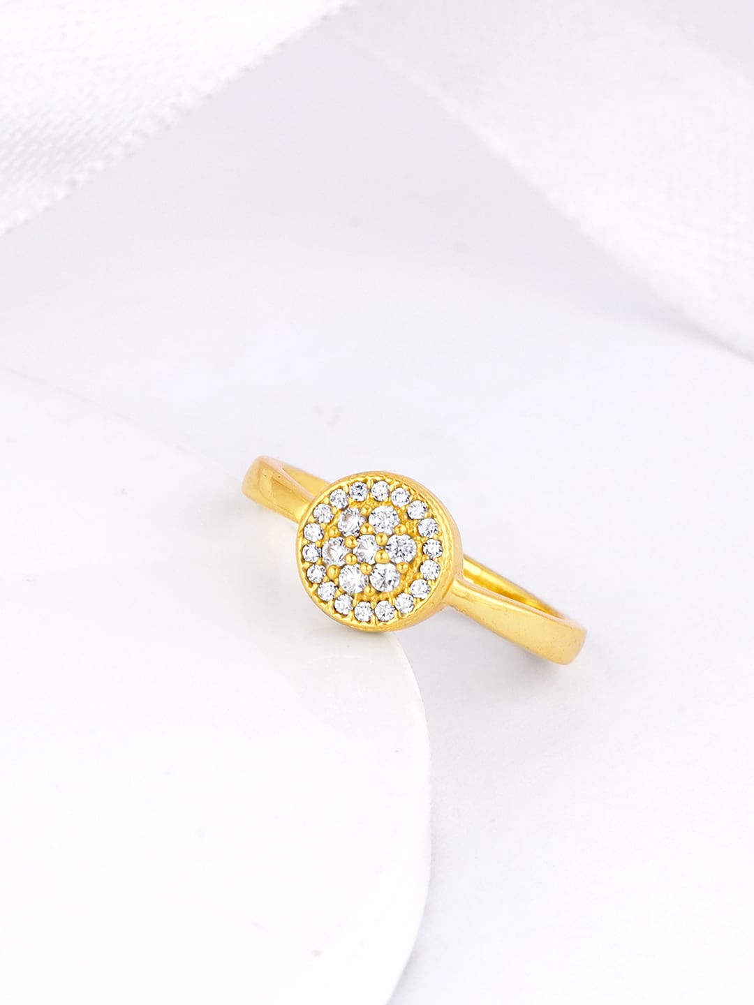 

GIVA 925 Sterling Silver Gold Plated Stones Studded Finger Ring