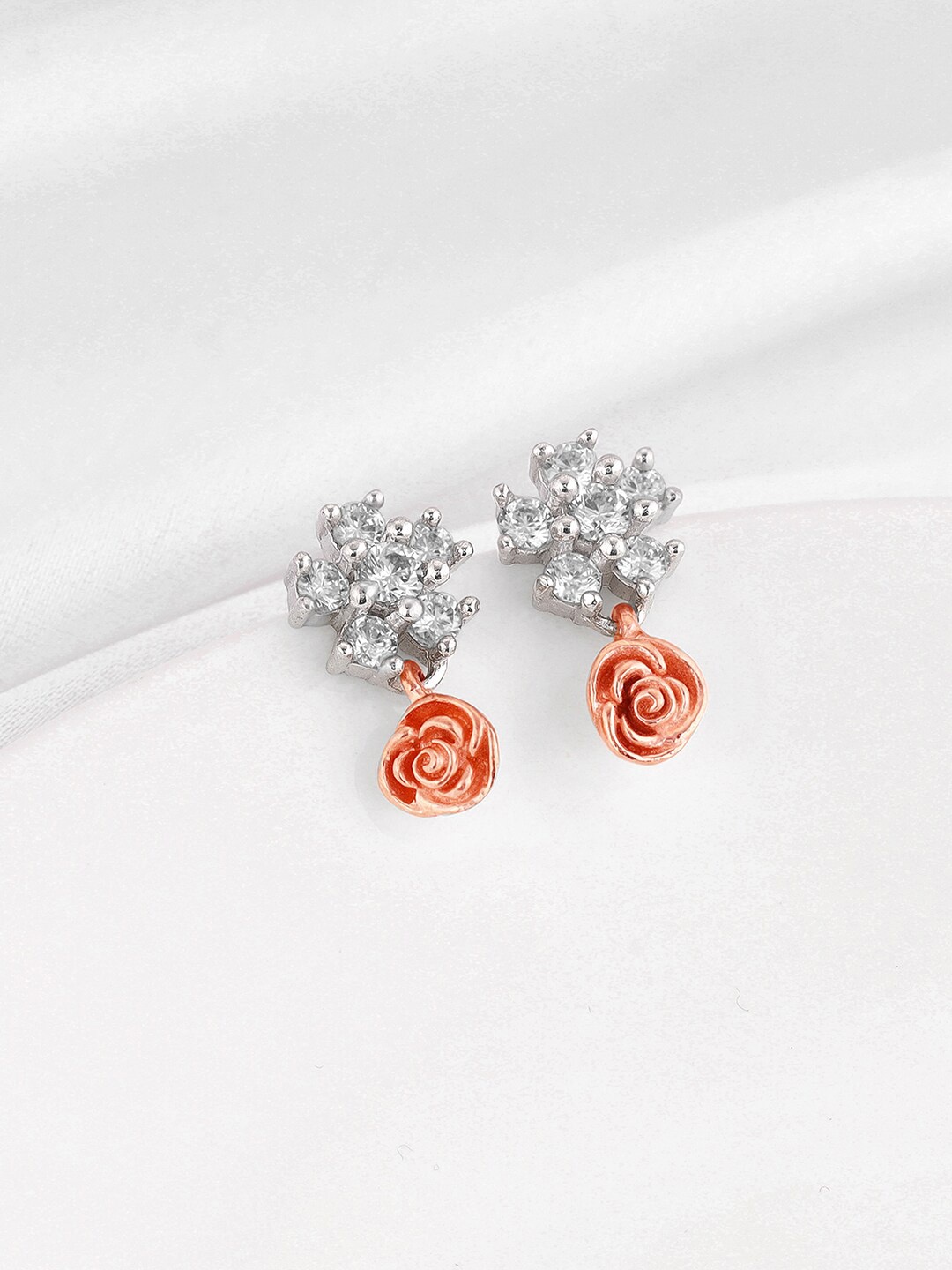 

GIVA Rhodium-Plated 925 Sterling Silver Zircon Floral Shaped Stud Earrings