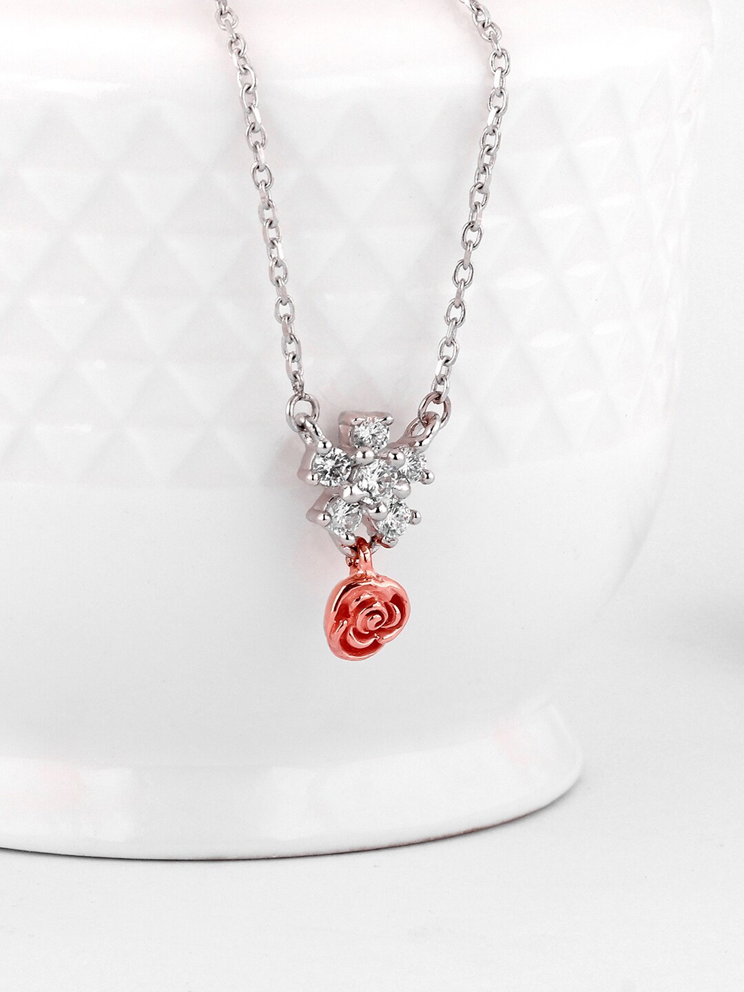 

GIVA Rhodium-Plated 925 Sterling Silver Stone-Studded Necklace