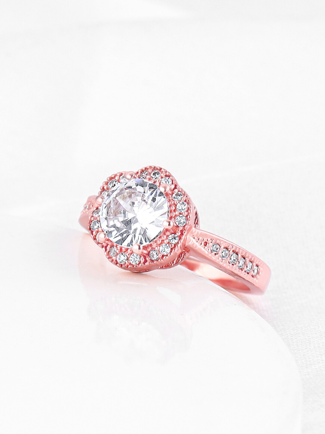 

GIVA 925 Sterling Silver Rose Gold Plated Stones Studded Finger Ring