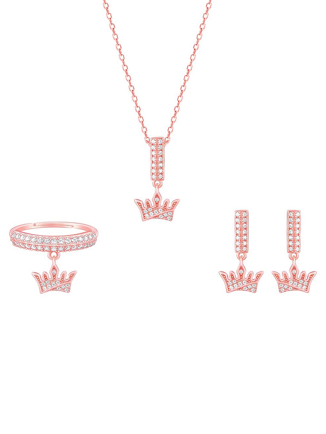 

GIVA Rose Gold-Plated-Plated 925 Sterling Silver Cubic Zirconia-Studded Jewellery Set