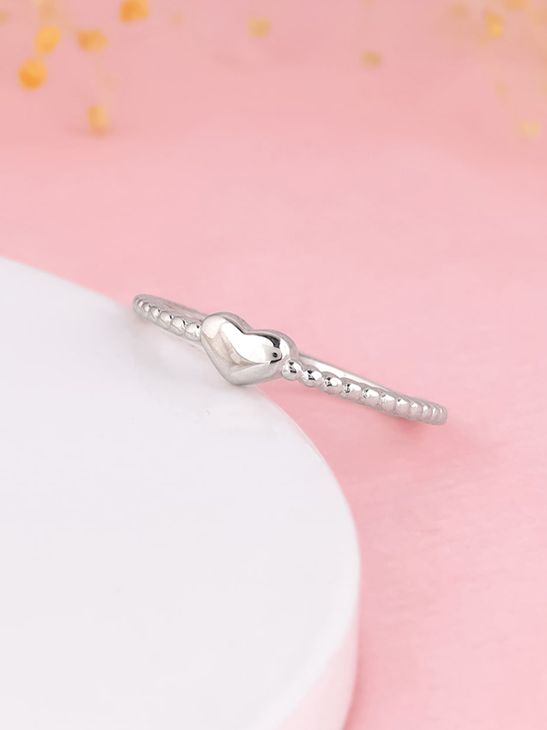 

GIVA 925 Sterling Silver Rhodium-Plated Stone Studded Finger Ring