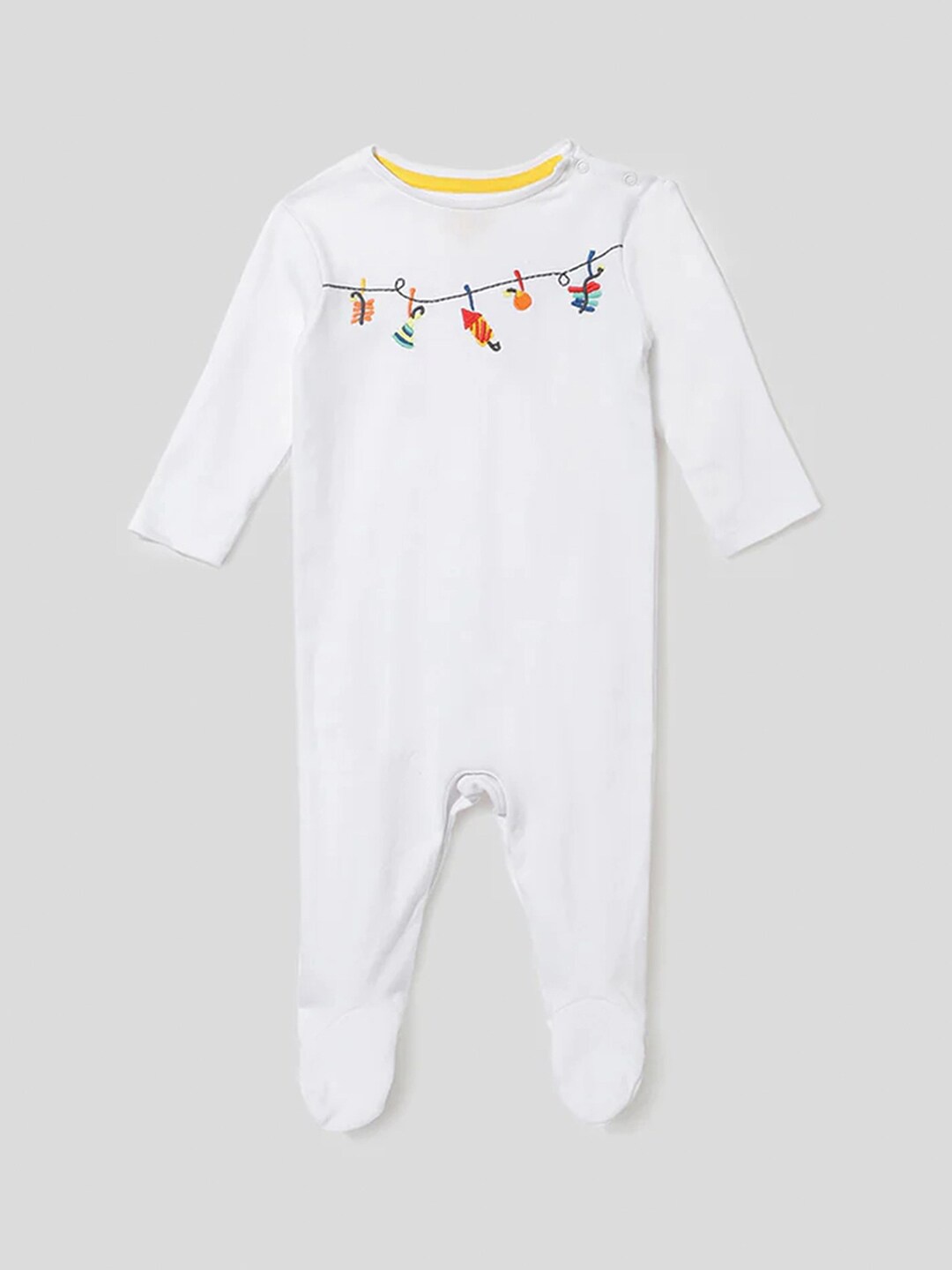 

Somersault Infants Printed Pure Cotton Sleepsuits, Off white