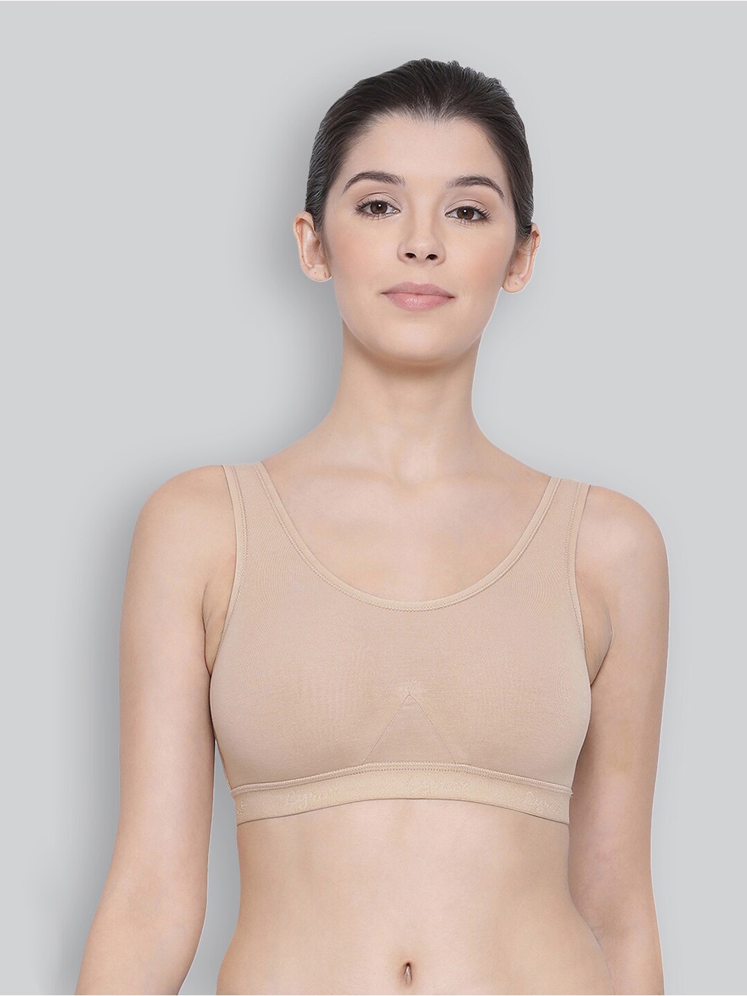 

LYRA Full Coverage Non Padded Sweat Absorbent Stretchable Sports Bra With All Day Comfort, Beige