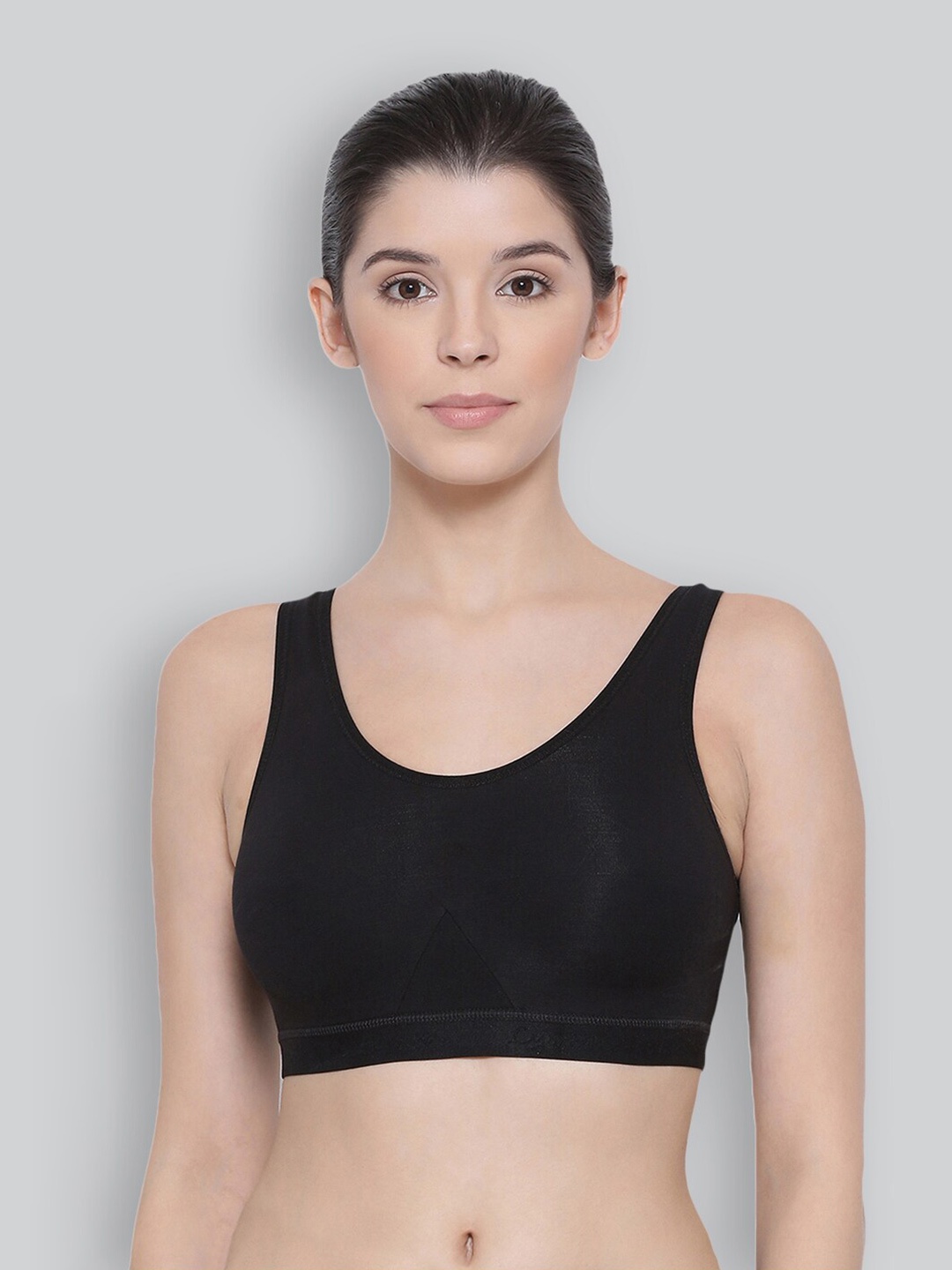 

LYRA Full Coverage Non Padded Cotton Workout Bra- All Day Comfort, Black