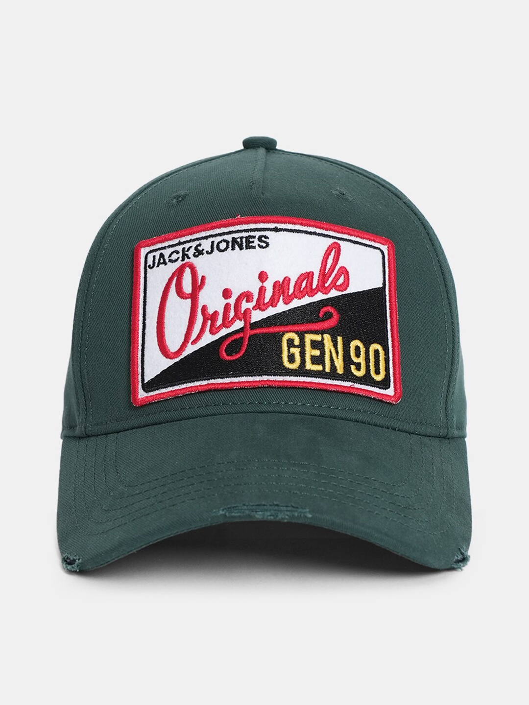

Jack & Jones Men Embroidered Pure Cotton Baseball Cap, Green