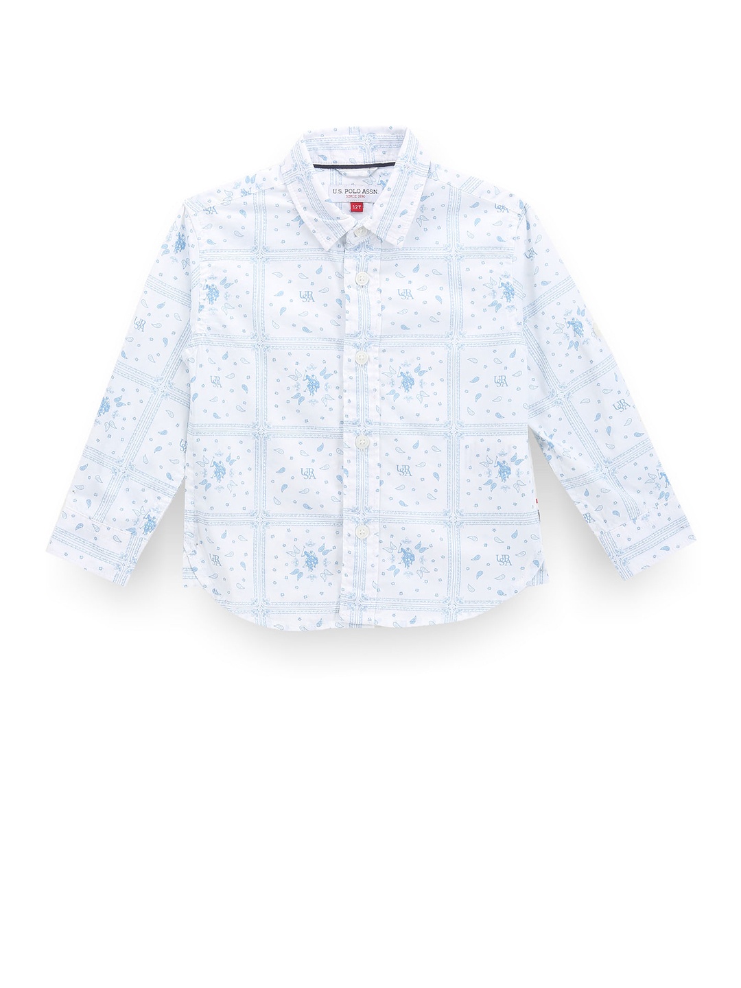 

U.S. Polo Assn. Kids Boys Classic Typography Printed Casual Shirt, Blue