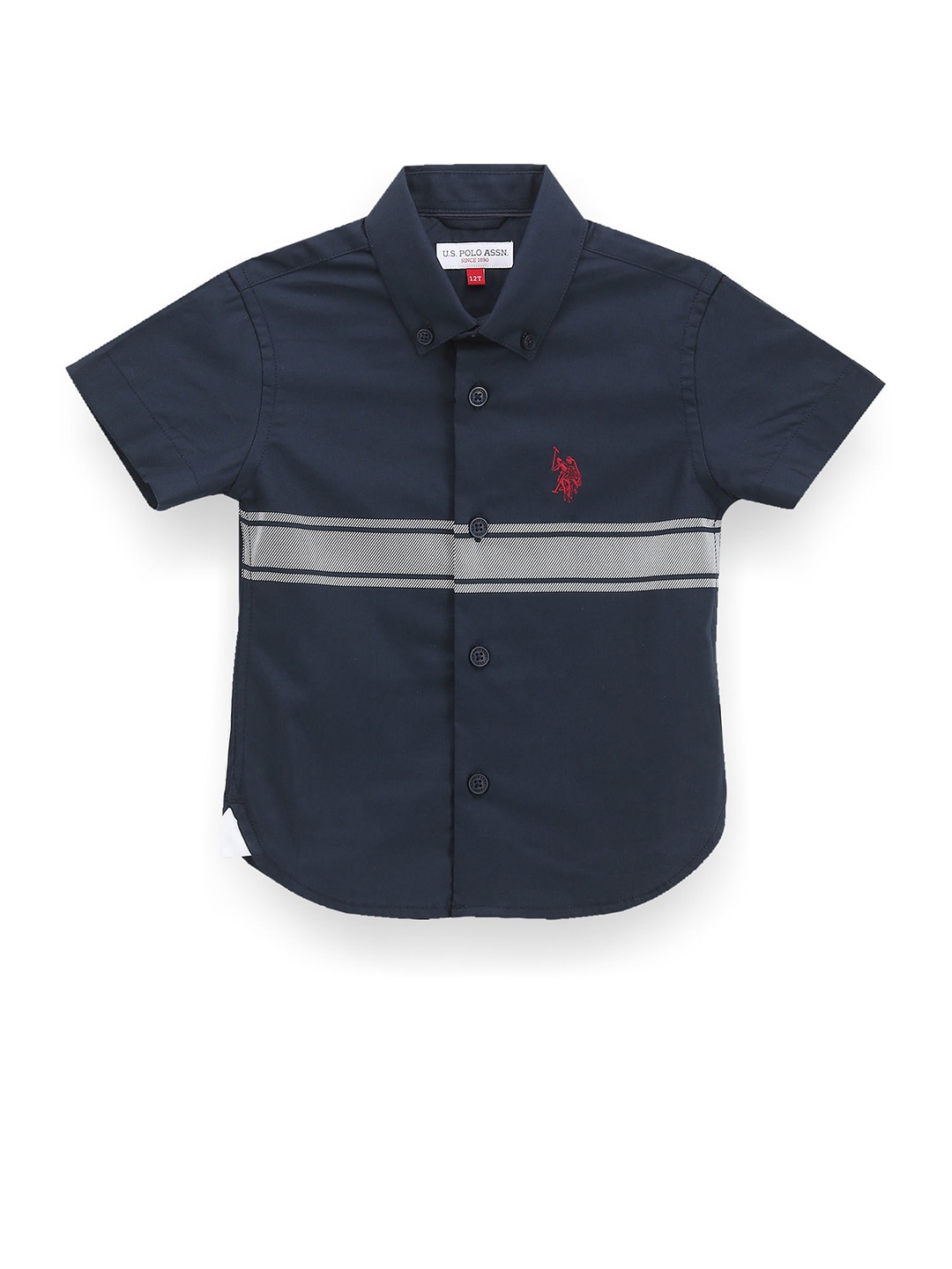 

U.S. Polo Assn. Kids Boys Classic Horizontal Striped Twill Weave Casual Shirt, Blue