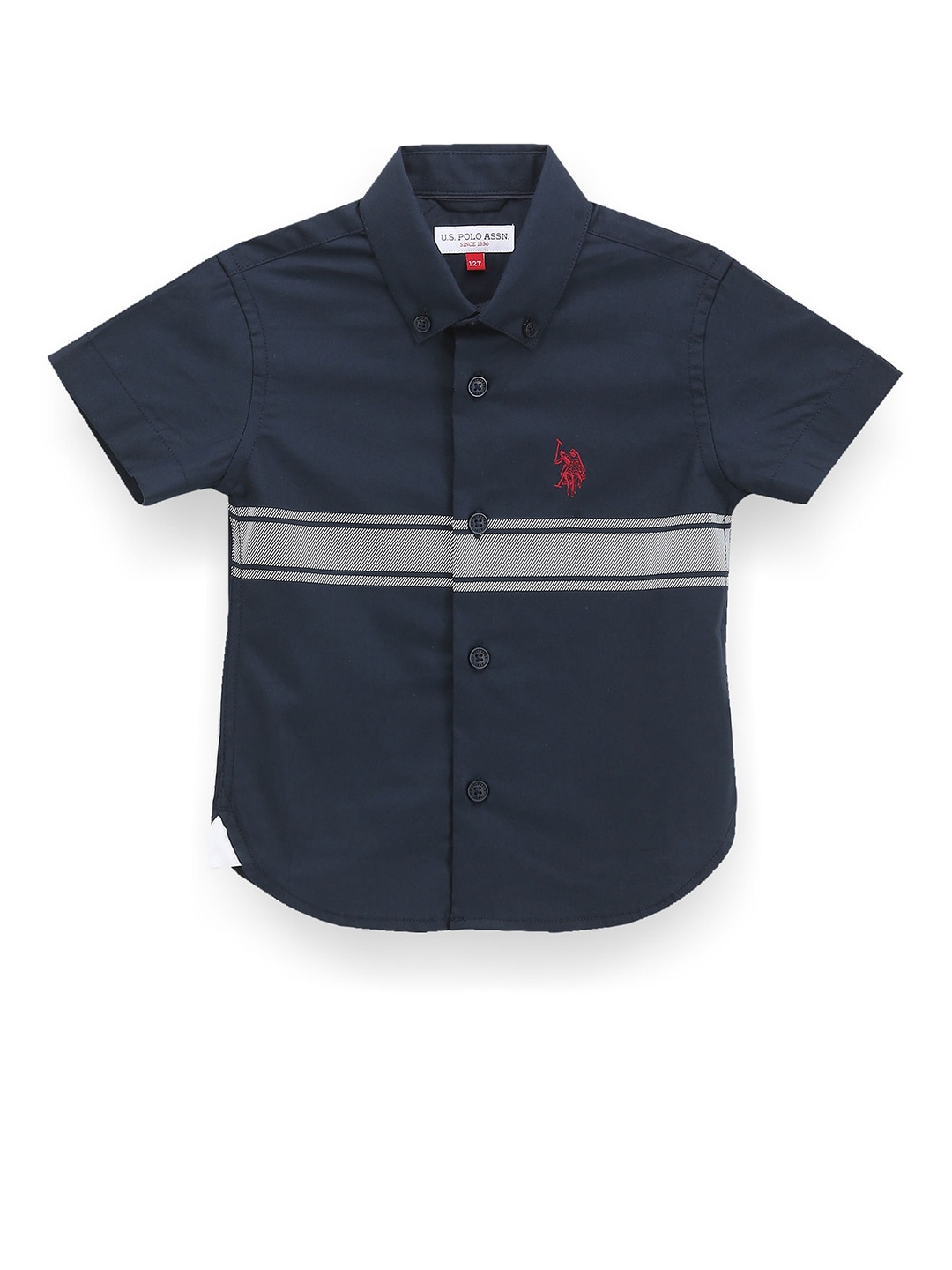 

U.S. Polo Assn. Kids Boys Classic Fit Horizontal Striped Twill Casual Shirt, Blue