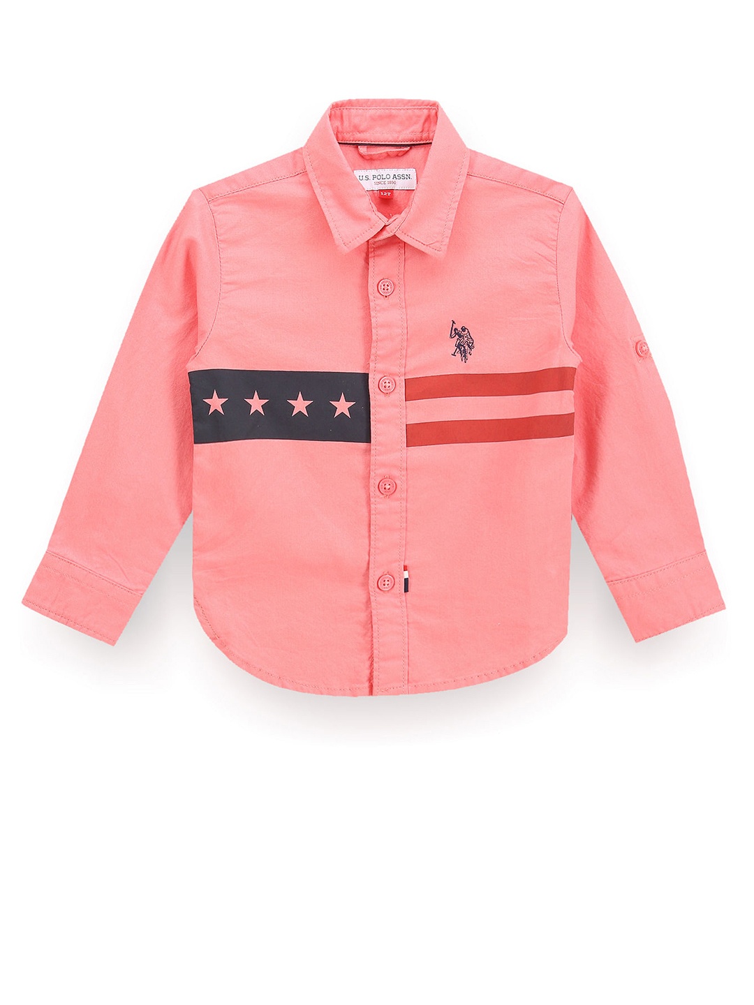 

U.S. Polo Assn. Kids Boys Classic Fit Brand Logo Printed Casual Shirt, Pink